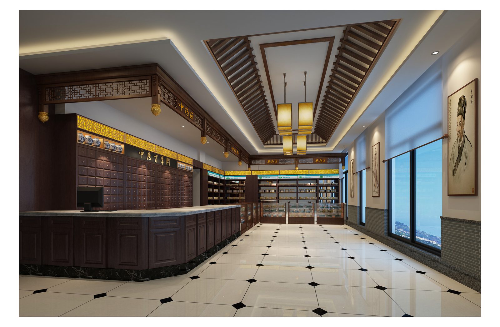 Baicaoyuan TCM Clinic lobby view 2