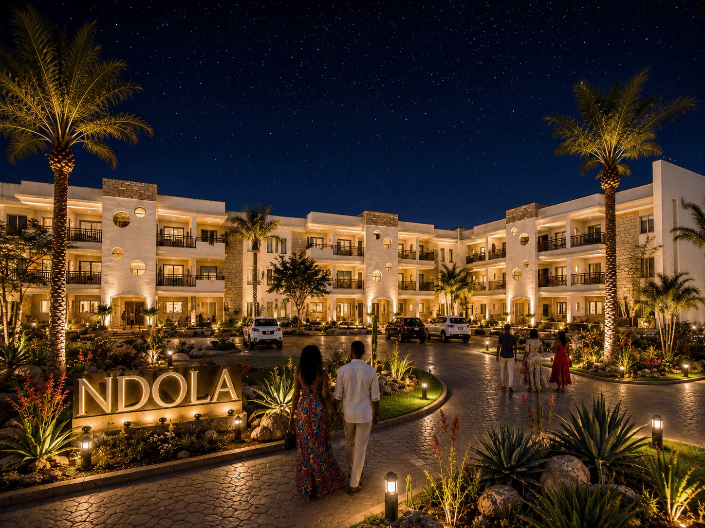Lucas Hotel exterior, night