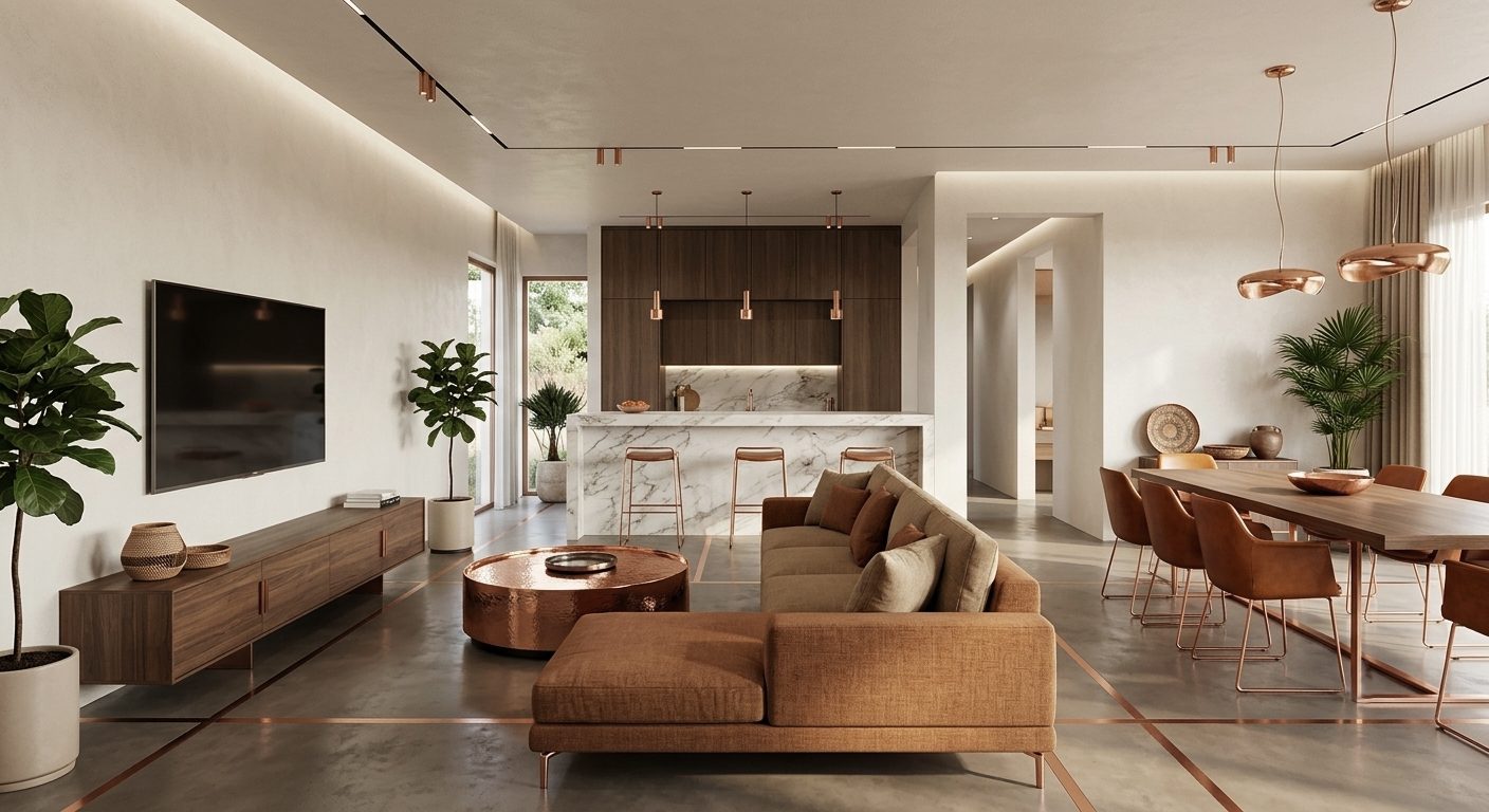 Lucas Hotel living room and open kitchen